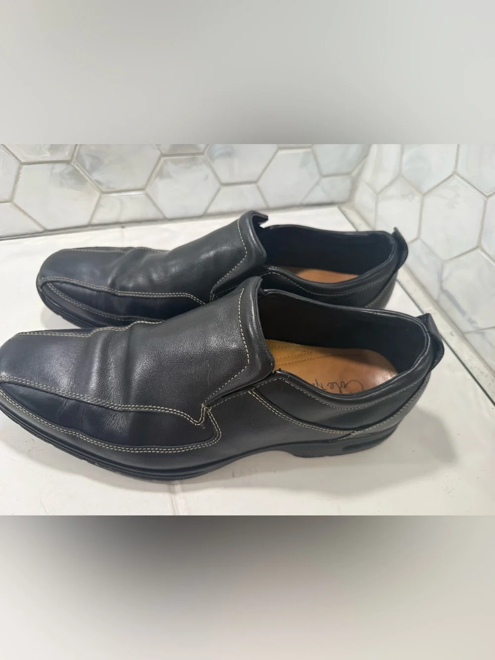 Cole Haan Men's Sz 12 Black Leather ‘Air Everett’ Slip On Loafers Shoes NikeAir